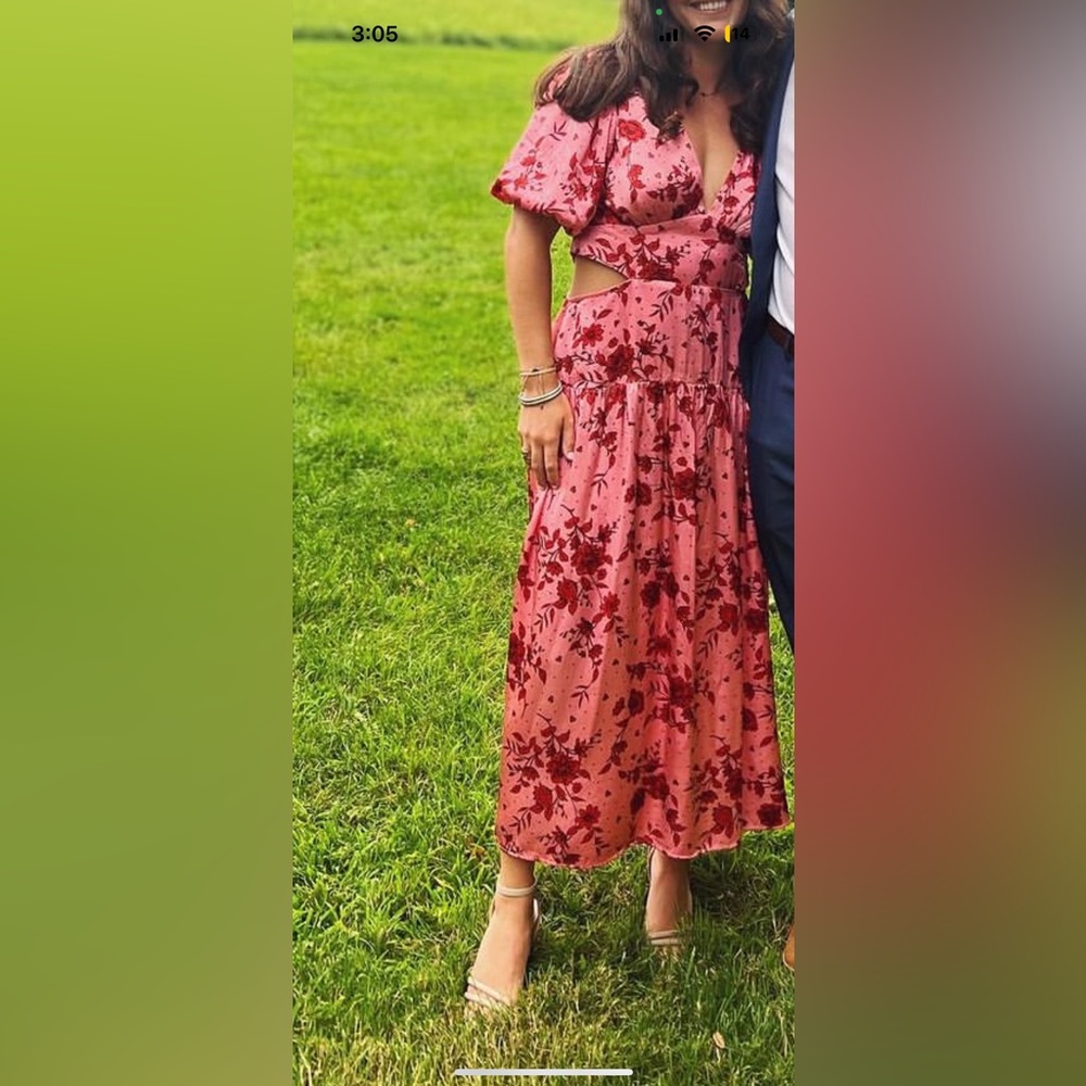 Pink and red floral Top Shop dress US 8/ UK 12
